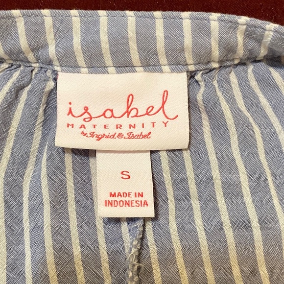 Isabel Maternity Striped Blue Button-Up Women's Top S - Picture 5 of 6